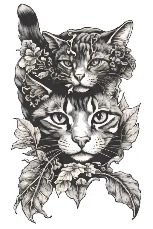 Cat Laying Down Amongst Fungi Looking Defeated And Sad