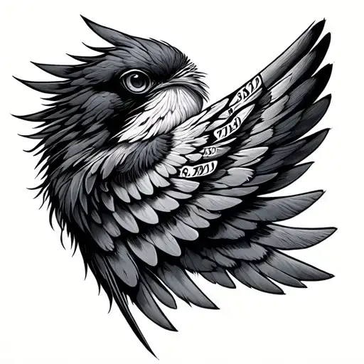 Birds Wing With Roman Numerals Representing Important Dates