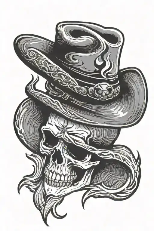 Skull Cowboy Hat With Fire Inside Symbolizing