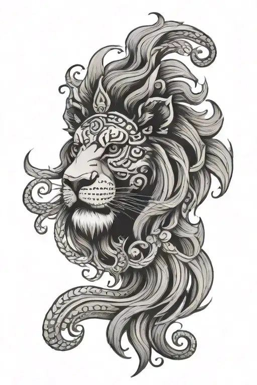 Tibet And A Lion Head