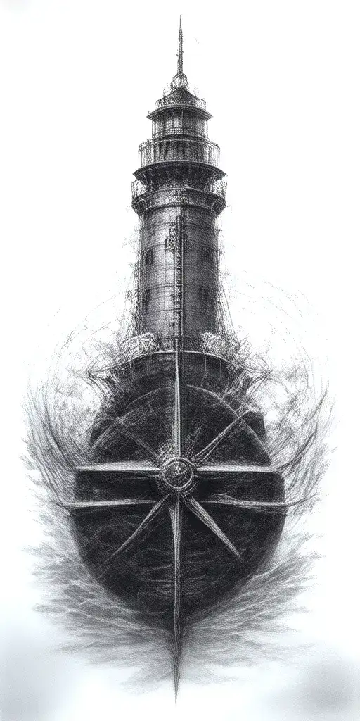 Submarine Light House Compass Rose