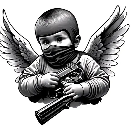 Baby Angel With Ski Mask And Gun