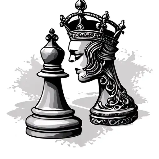 Queen Chess Piece With Filigree Lines