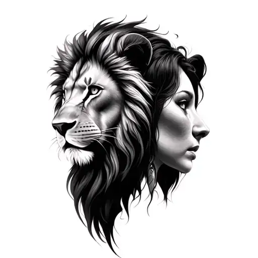 Lion And Woman Face Morphing