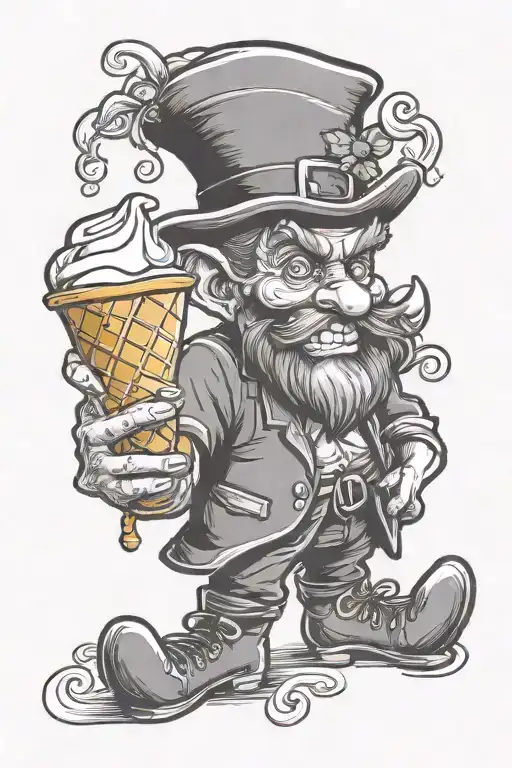 Ghetto Leprechaun Holding Skull Ice Cream Cone