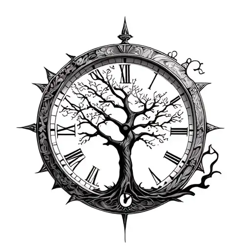 Tree In The Clock And Sagittarius Zodiac Sign