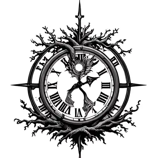 Tree And Clock With Sagittarius Sign