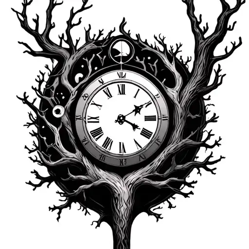 Tree And Clock With Sagittarius Sign