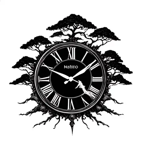 Clock And Sagittarius Zodiac And Tree