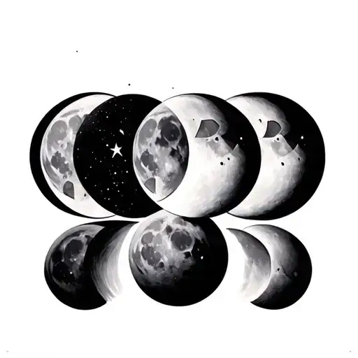 Phases Of The Moon With Blurred Triangles