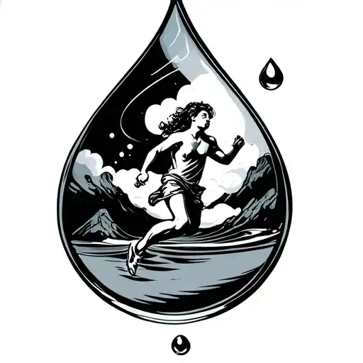 A Drop Of Water With A Person Who Escaled For Running