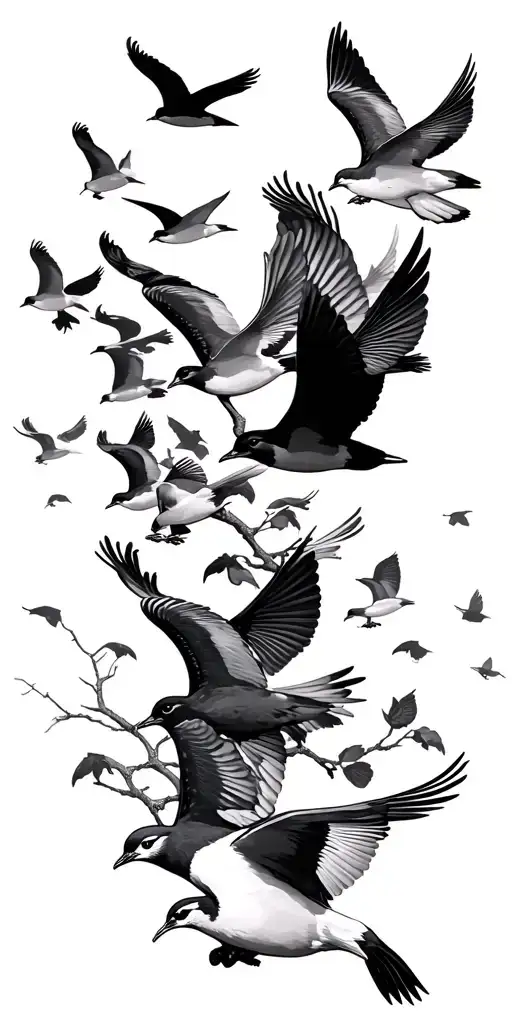 Flock Of Birds Flying Up