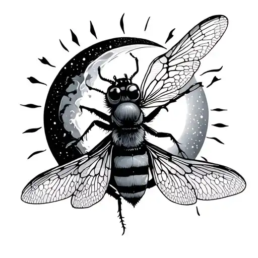 Dragonfly Bee Surrounded 444 Sun Moon