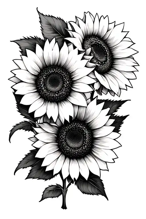 Three Sunflowers Intertwined Symbolizing Your Love