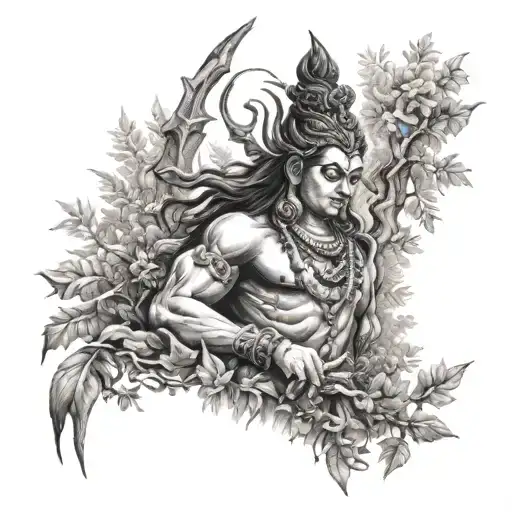A Shiva Trishul In A Forest Scene