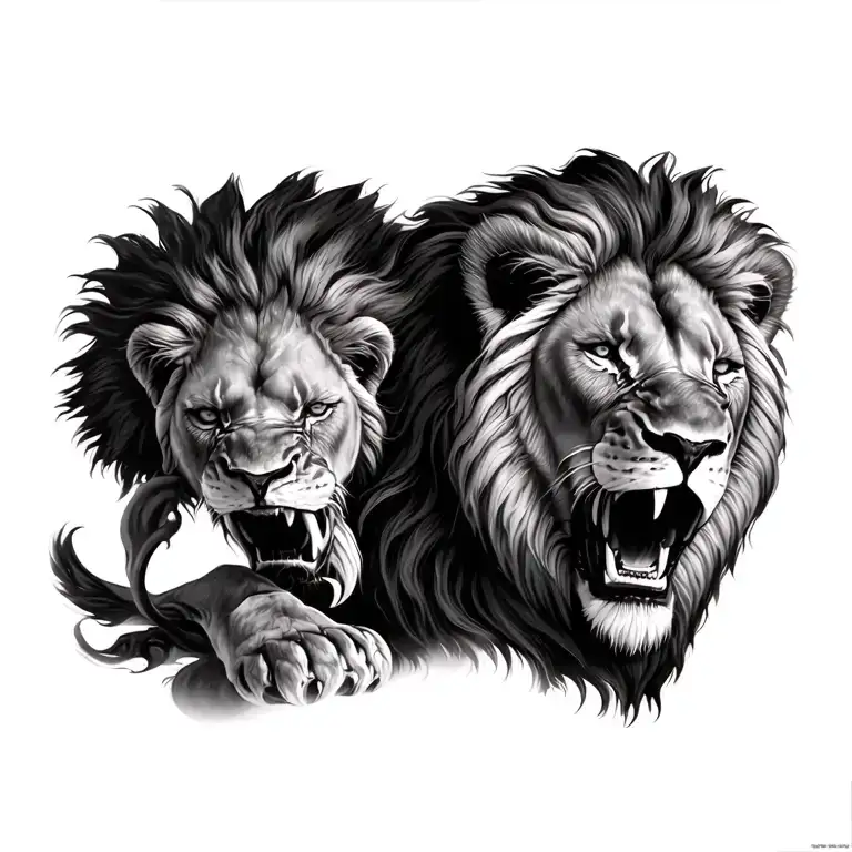 Realistic Aggressive Lion