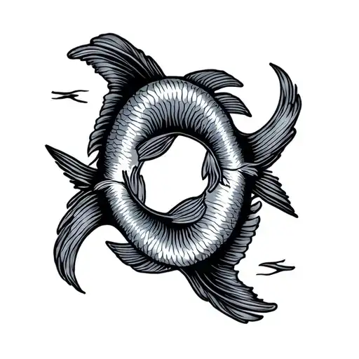 Fish And Fish Zodiac Sign Around The Sign