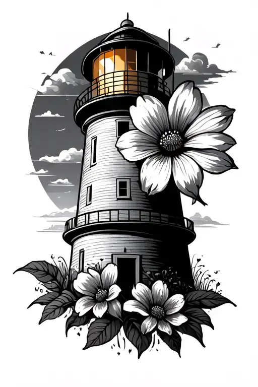 Lighthouse With Flower Growing