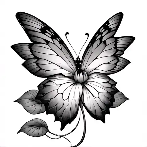Butterfly Split With Lotus Flower In Wings