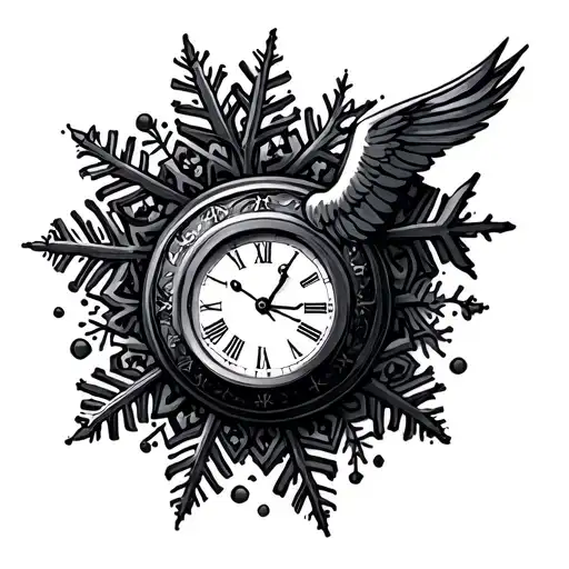 Clock And Snowflakes