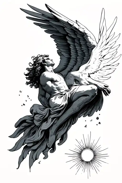 Icarus Falling From The Sky While Watching The Sun