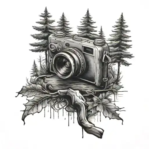 A Hiking Trail Winding Through A Forest With A Camera Hanging From A Tree Branch