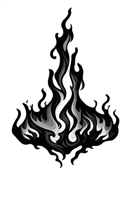 Black Flames Burning To Right Side From Torso