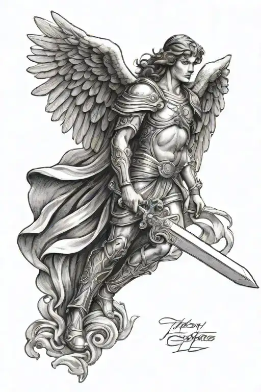 Guardian Angel Holding A Sword