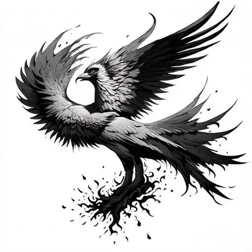 Female Phoenix Rising From The Ashes