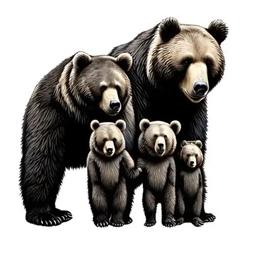 Bear Family Tattoo With 2 Parents And 2 Boys One Older