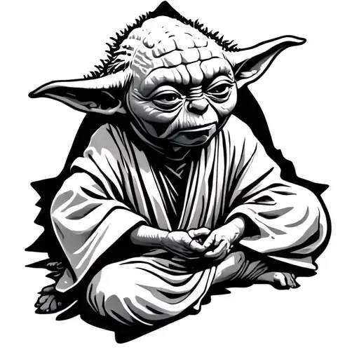 Yoda Meditating Fine Line