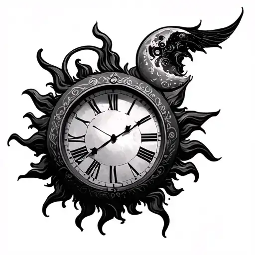 Clock Sun Moon