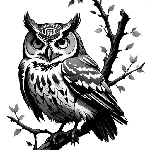 Manchester United Owl Perched On A Branch