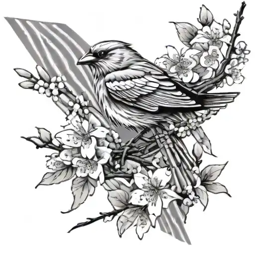 A Majestic Bird Adorned With Japanese Cherry Blossoms And Formula One Racing Stripes