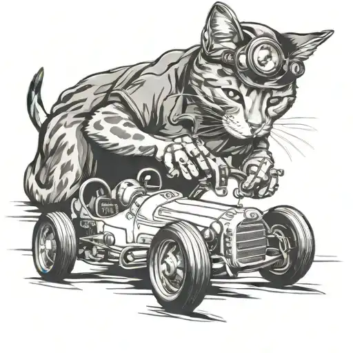A Cat Mechanic Working On A Vintage Formula 1 Car