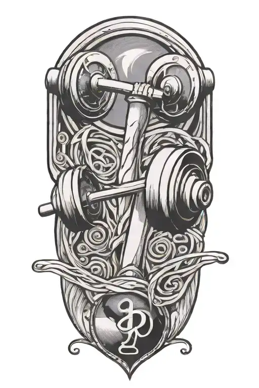 A Weightlifting Barbell Intertwined With A Music Staff