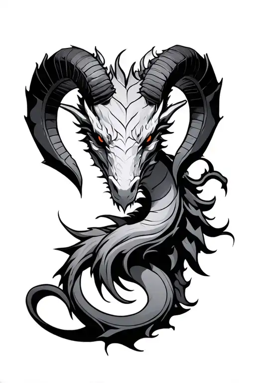 Aries Symbol Dragon Tattoo Design