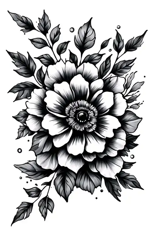 Floral Half Sleeve Minimal Shading Black And Grey