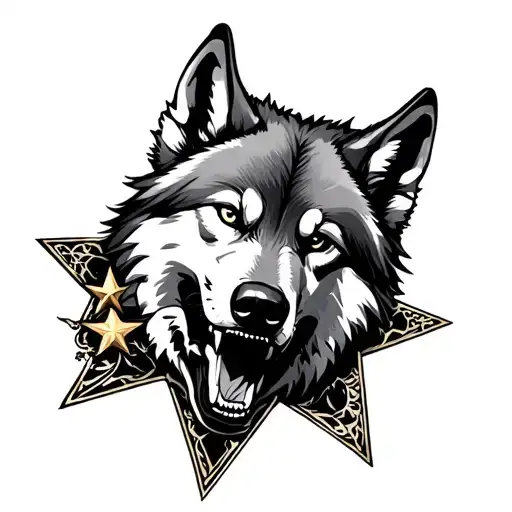 Wolf Biting A Star