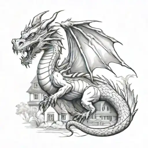 Dragon Landing In A House