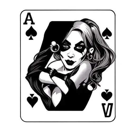 Harley Quinn Playing Cards Black And White Leg