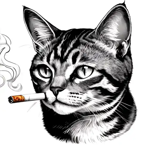 A Cat Smoking Cigarette Neo Trible