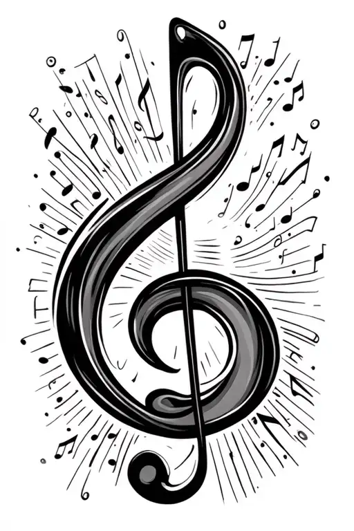 Music Note Concept Tattoo Design