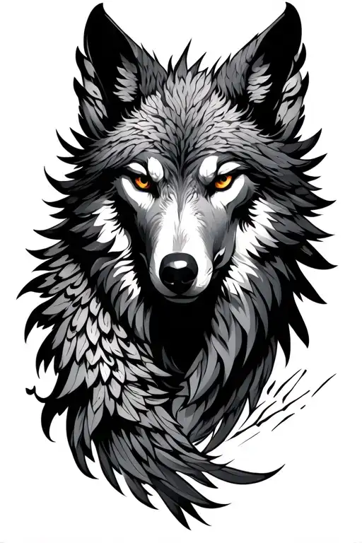 Phoenix And Wolf Head Femanine