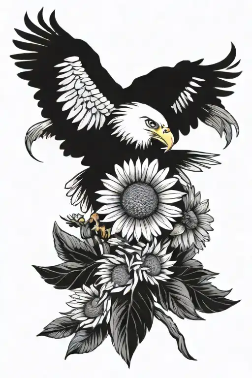 Eagle And Daisy Flower