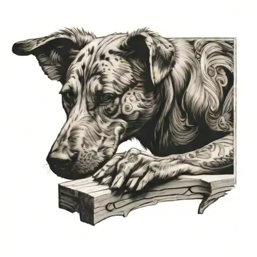 A Woodworker Carving A Detailed Design Of A Dog Into A Piece Of Wood
