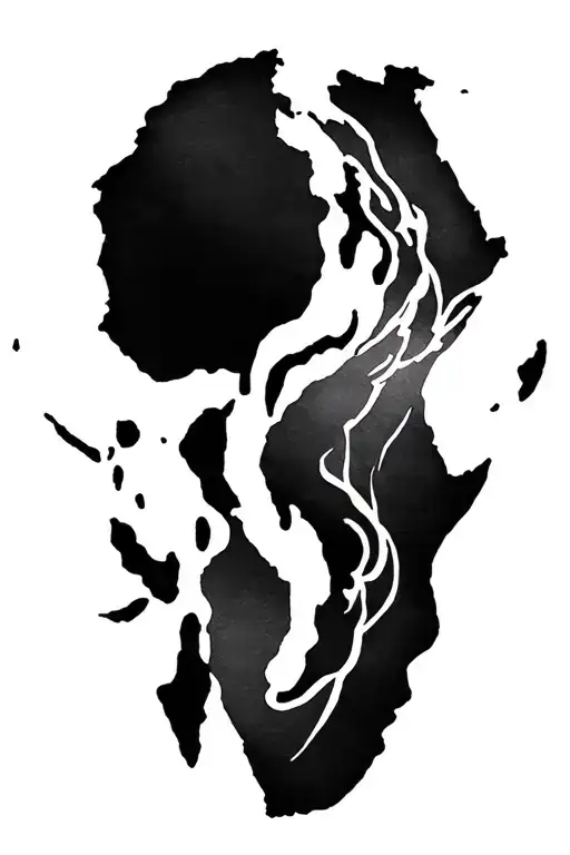 Africa Continent Outline Tattoo With Nothing Inside