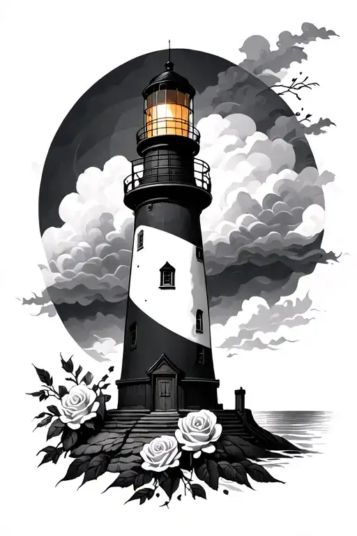 Lighthouse With Roses