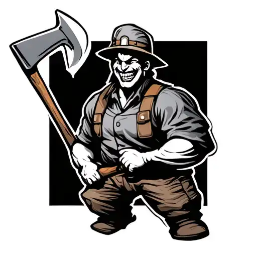 Evil Miner With Pick Axe Smiling