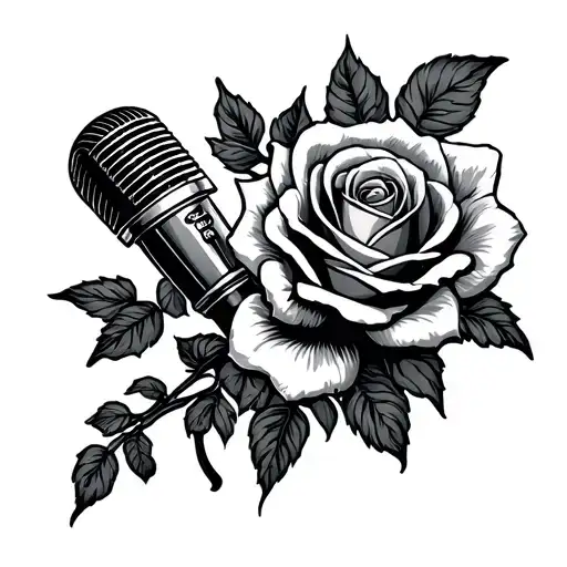 Old Microphone And Rose